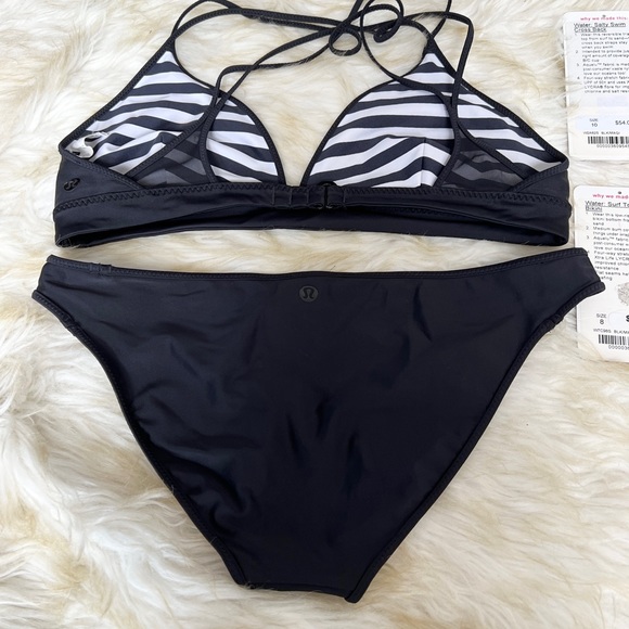 Lululemon Reversible Black White Stripe Bikini Set size 10 top and 8 bottom - Picture 7 of 7